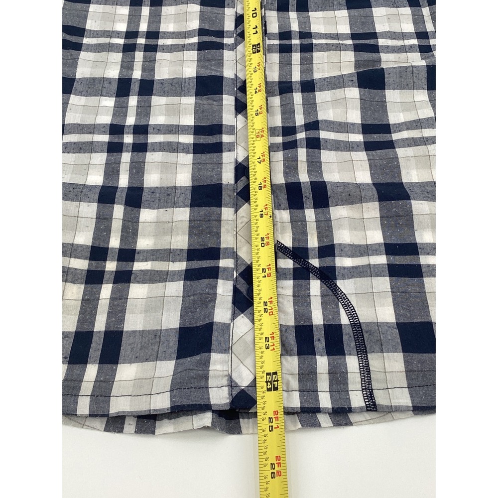 The North Face Womens XS Plaid Button Down Shirt Navy Blue White Long Sleeve - Picture 11 of 11